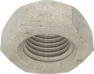 Image of Product. Bottom orientation. Top-Lock Distorted-Thread Locknut, Zinc-Flake Coated High-Strength Grade C Steel, 7/16"-20.