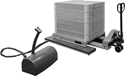 Image of ProductInUse. Front orientation. Style A. Floor-Load Electric Stationary Lift Tables for Pallets.