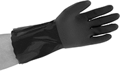 Image of ProductInUse. Front orientation. Gloves. PVC Chemical-Resistant Gloves, Heat-Protection Gloves.