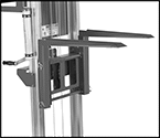 Image of Attribute. Forks Shown in Reversed Position. Front orientation. Contains Border. Reversible Fork. Manual Lift Trucks with Forks.