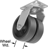 Image of Product. Dual-Wheel Swivel. Front orientation. Contains Annotated. 2 Wheels. Extra-High-Capacity Stronghart Casters with Polyurethane Wheels, Swivel.