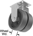 Image of Product. Dual-Wheel Rigid. Front orientation. Contains Annotated. 2 Wheels. Extra-High-Capacity Stronghart Casters with Polyurethane Wheels, Rigid.