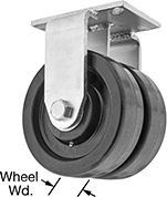 Image of Product. Dual-Wheel Rigid. Front orientation. Contains Annotated. 2 Wheels. Extra-High-Capacity Stronghart Casters with Phenolic Wheels, Rigid.