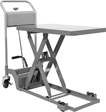 Image of Product. Raised. Front orientation. Lift Tables. Floor-Load Foot-Operated Rolling Lift Tables.