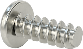 Image of Product. Back orientation. Phillips Rounded Head Thread-Forming Screws, for Plastic, 18-8 Stainless Steel, Number 10 Size, 1/2" Long.