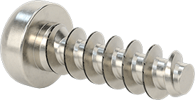 Image of Product. Back orientation. Phillips Rounded Head Thread-Forming Screws, for Plastic, 18-8 Stainless Steel, M2.5 Screw Size, 8 mm Long.