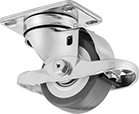 Image of Product. Front orientation. Casters. Creston Casters with Polyurethane Wheels, Swivel with Wraparound Brake.