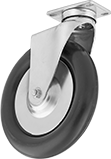 Image of Product. Rounded Tread Swivel. Front orientation. Round Tread. Creston Casters with Rubber Wheels, Swivel.