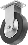 Image of Product. Flat Tread Rigid. Front orientation. Flat Tread. Creston Casters with Rubber Wheels, Rigid.
