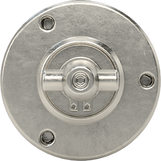 Image of Product. Bottom orientation. Quarter-Turn Quick-Change Fixture Clamp, for 1/2" to 3/4" Plate Thickness, 8 mm Shank Diameter.