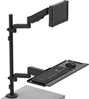 Image of ProductInUse. Front orientation. Monitor Mounts. Benchtop Monitor and Keyboard Mounts.