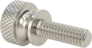 Image of Product. Back orientation. Stainless Steel Flared-Collar Knurled-Head Thumb Screw, 8-32 Thread Size, 1/2" Long.