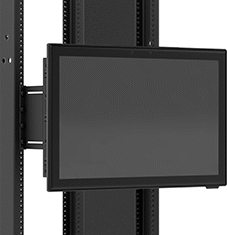 Image of ProductInUse. Shown Installed (Raised). Front orientation. Monitor Mounts. Electronics Rack Monitor Mounts.