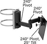 Image of Product. Style B. Front orientation. Contains Annotated. Monitor Mounts. Column Monitor Mounts, Extendable, Clamp-On Base, Style B.