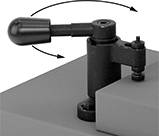 Image of ProductInUse. Lever Handle. Front orientation. Contains Annotated. Fixture Clamps. Hold-Down Fixture Clamps with Handle, Lever Handle.
