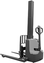 Image of Product. Front orientation. Lift Trucks. Motor-Driven Battery-Operated Lift Trucks with Forks.