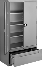 Image of Product. Front orientation. Cabinets. Shelf Cabinets with Drawer.