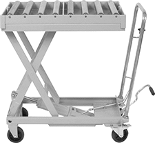 Image of Product. Side1 orientation. Lift Tables. Roller-Top Foot-Operated Rolling Lift Tables.