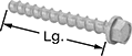 Image of Product. Front orientation. Contains Annotated. Masonry and Concrete Screws. Heavy Duty Hex Head Tapping Screws for Masonry and Concrete.
