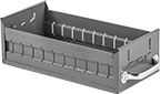 Image of Product. Front orientation. Bins. Drawer-Style Steel Bins, Style A.