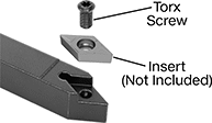Image of System. Front orientation. Exploded, ZoomedIn view. Contains Annotated. Lathe Tool Insert Holders. Precision Lathe Tool Insert Holders for Machining Small Parts, SDNC Insert Holder.
