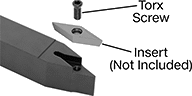 Image of System. Front orientation. Exploded, ZoomedIn view. Contains Annotated. Lathe Tool Insert Holders. Precision Lathe Tool Insert Holders for Machining Small Parts, SVVB Insert Holder.
