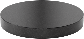 Image of Product. Bottom orientation. Black Delrin® Acetal Resin Disc, Wear-Resistant, Easy-to-Machine, 1/2" Long, 4" Diameter.