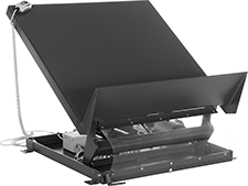 Image of Product. Tilted Up. Front orientation. Lift Tables. Tilting Electric Stationary Lift Tables.