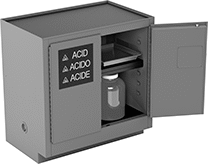 Image of ProductInUse. Front orientation. Safety Cabinets. Bench-Height Safety Cabinets for Flammable Acids and Corrosives.