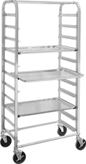 Image of Product. 29" Wd. Aluminum Shelving (Shown with Trays). Front orientation. Tray Racks. Aluminum.
