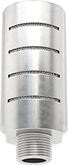 Image of Product. Top orientation. Clog-Resistant Muffler, with 3/4 NPT Male Aluminum Fitting.