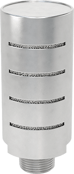 Image of Product. Top orientation. Clog-Resistant Muffler, with 3/4 NPT Male Aluminum Fitting.