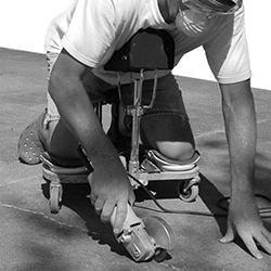 Image of ProductInUse. Style B Chest Support in Use. Front orientation. Creepers. Kneeling Creepers, Style B.