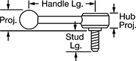Image of Attribute. Front orientation. Contains Annotated. Adjustable Handles. Heavy Duty Low-Profile Adjustable Handles, Threaded Stud.