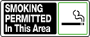 Image of Product. Front orientation. Signs. Smoking Control Signs, Smoking Permitted in This Area (English).