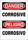 Image of Product. Front orientation. Signs. Hazardous Material Signs, Danger—Corrosive/Peligro—Corrosivo (English/Spanish).