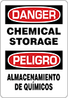 Image of Product. Front orientation. Signs. Hazardous Material Signs, Danger—Chemical Storage/Peligro—Almacenamiento De Quimicos (English/Spanish).