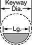 Image of Attribute. Side View. Front orientation. Contains Annotated. Woodruff Keys.