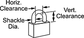 Image of Attribute. Front orientation. Contains Annotated. Standard Shackle.