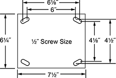 Image of Specification. Swiveling Mounting Plate. Front orientation. Contains Annotated. Swivel. Extra-High-Capacity Hercules Casters with Phenolic Wheels.