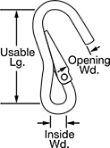 Image of Attribute. Front orientation. Contains Annotated. Snap Hooks with Eye.