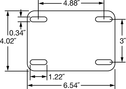 Image of Specification. Mounting Plate. Front orientation. Contains Annotated. Circulation Pump for Water and Oil, Harsh-Environment, 120/208-240V AC, 1-1/2 hp.