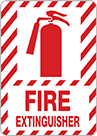 Image of Product. Fire Extinguisher (English)—White with Red Message. Front orientation. Signs. Fire Equipment Signs, Fire Extinguisher (English)—White with Red Message.