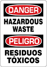 Image of Product. Front orientation. Signs. Hazardous Material Signs, Danger—Hazardous Waste/Peligro—Residuos Toxicos (English/Spanish).