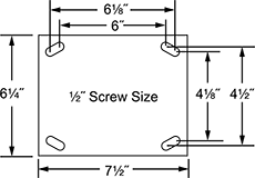 Image of Specification. Front orientation. Contains Annotated. Mounting Plate Style 2 . Extra-High-Capacity Hercules Casters with Polyurethane Wheels.