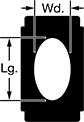 Image of Specification. For Flat-Oval Head Opening. Front orientation. Contains Annotated. For Flat-Oval Head Openings. Hickory Hammer Handles.