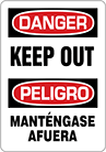 Image of Product. Front orientation. Signs. Restricted Area Signs, Danger—Keep Out/Peligro—Mantengase Afuera (English/Spanish).