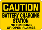 Image of Product. Front orientation. Signs. Hazardous Material Signs, Caution—Battery Charging Station No Smoking or Open Flames (English).