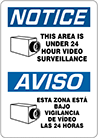 Image of Product. Front orientation. Signs. Illustrated Restricted Area Signs, Notice—This Area Is Under 24 Hour Video Surveillance/Aviso—Esta Zona Esta Bajo Vigilancia De Video Las 24 Horas (English/Spanish).
