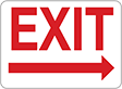 Image of Product. Front orientation. Signs. Exit Signs, Exit with Arrow (Right) (English)—White with Red Message.